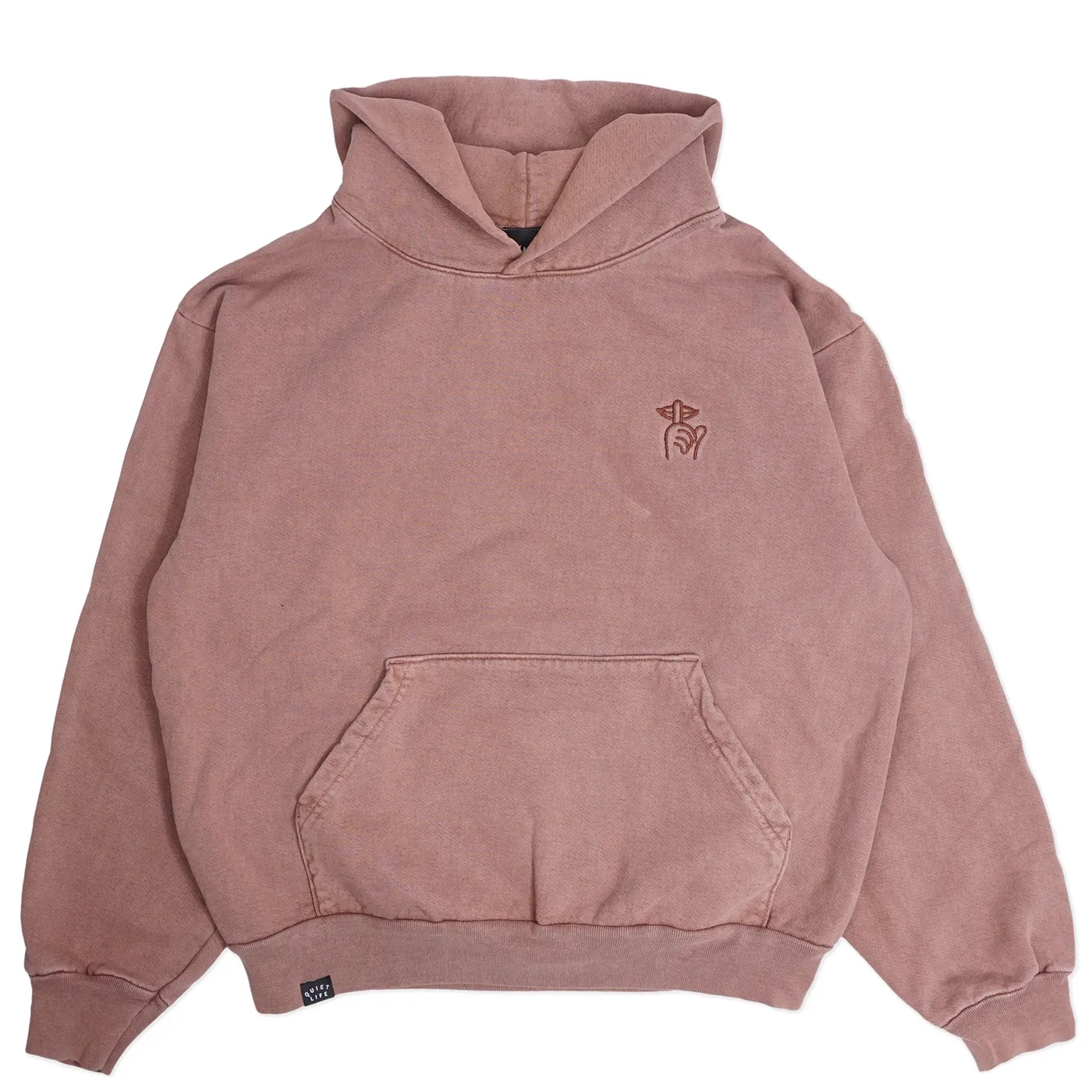 THE QUIET LIFE SHHH EMBROIDERED PULLOVER HOODIE 