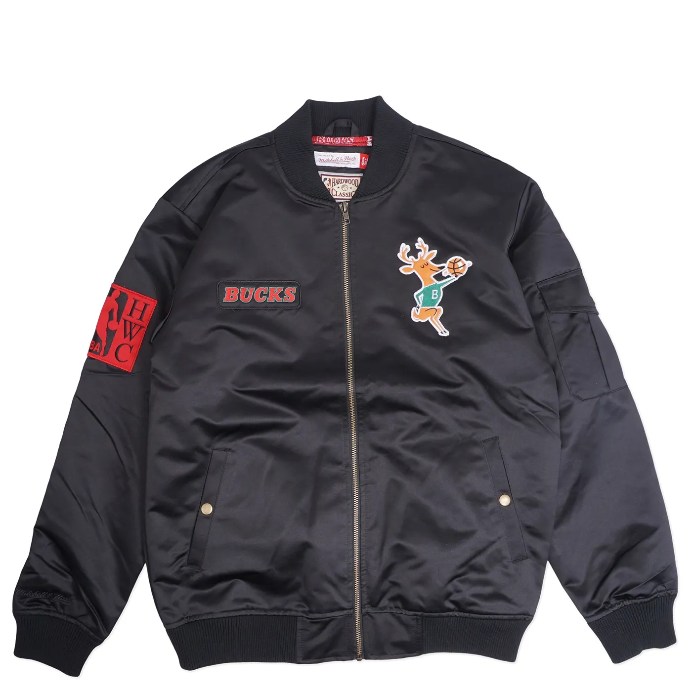 MITCHELL &amp; NESS MILWAUKEE BUCKS TEAM LEADER BOMBER JACKET    