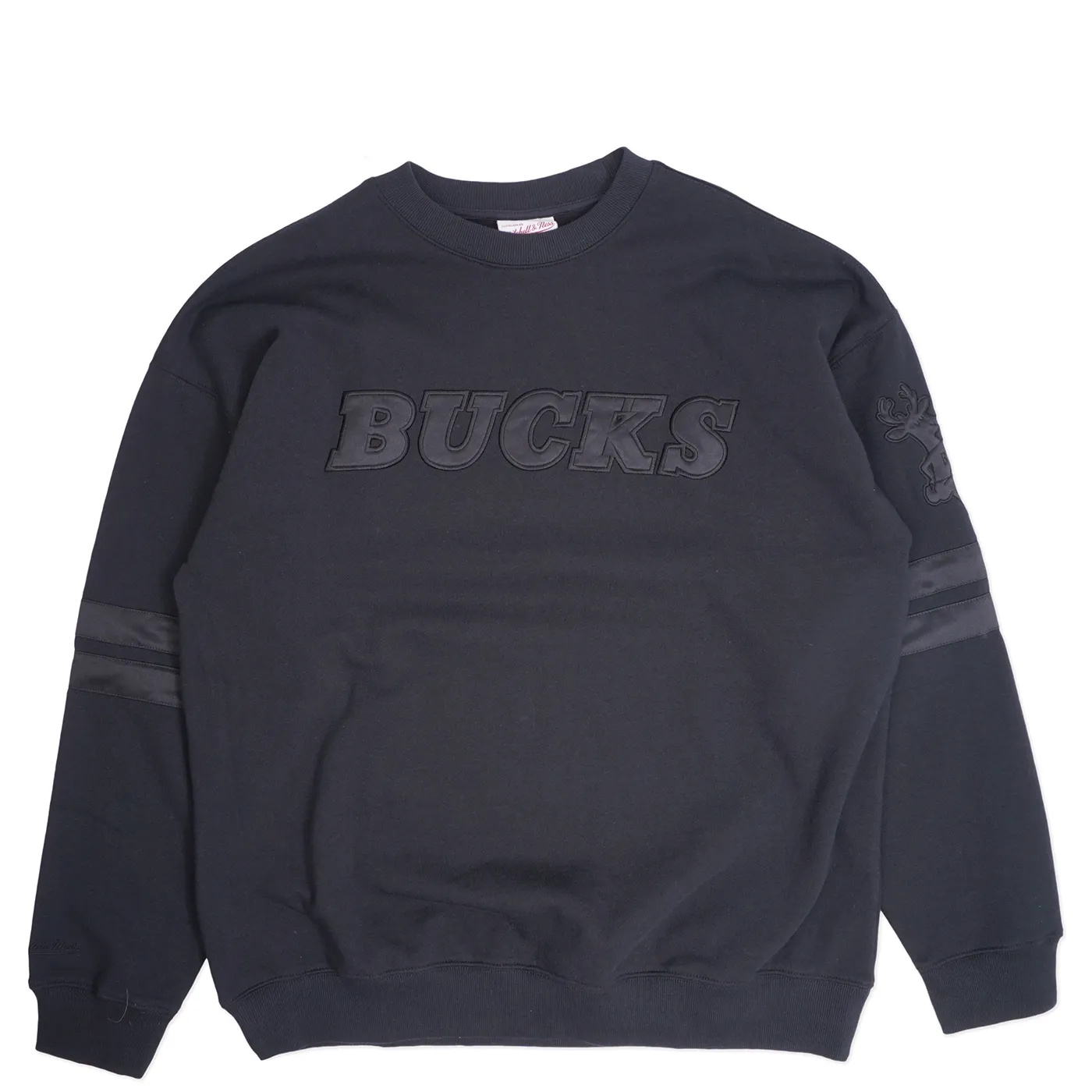 MITCHELL &amp; NESS MILWAUKEE BUCKS SATIN STRIPES CREWNECK SWEATSHIRT    