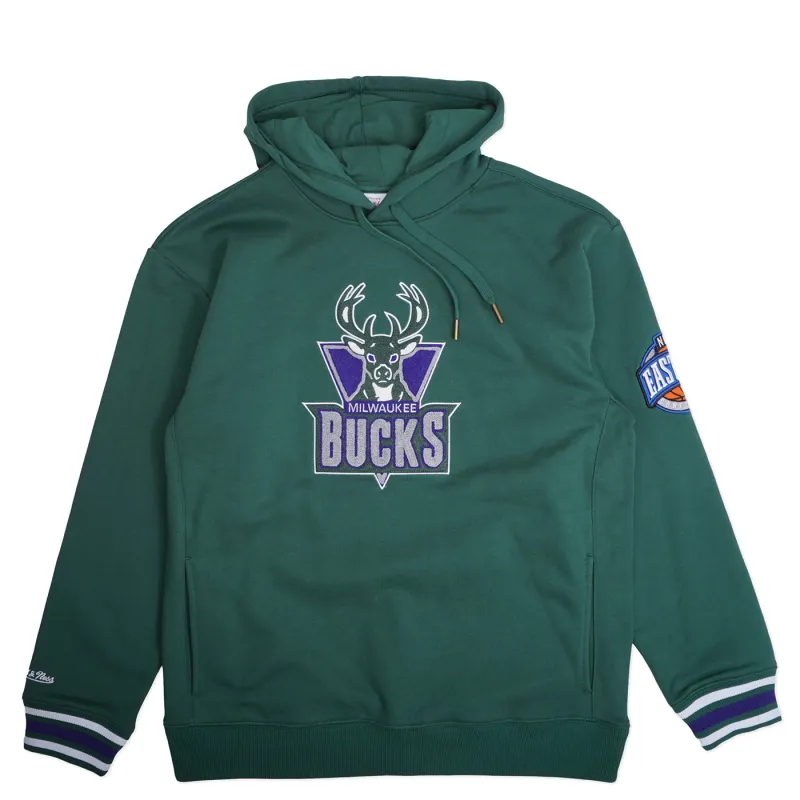 MITCHELL &amp; NESS MILWAUKEE BUCKS CHAINSTITCH PULLOVER HOODIE