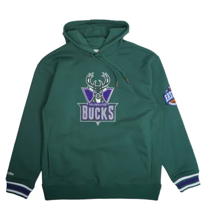 MITCHELL &amp; NESS MILWAUKEE BUCKS CHAINSTITCH PULLOVER HOODIE 