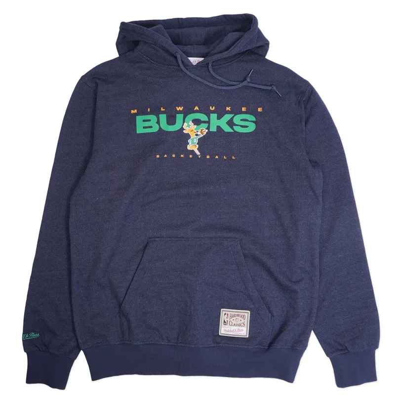 MITCHELL &amp; NESS MILWAUKEE BUCKS WASHED FLEECE PULLOVER HOODIE    