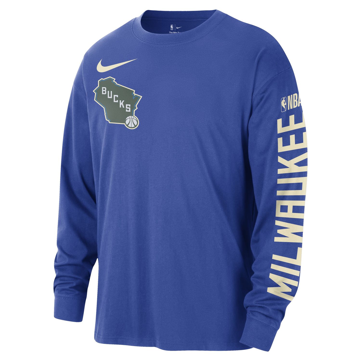 NIKE MILWAUKEE BUCKS MAX90 COURTSIDE CITY EDITION LONG SLEEVE TEE