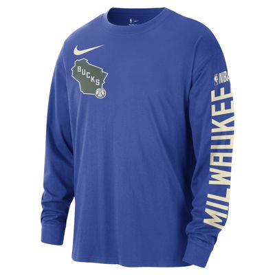 NIKE MILWAUKEE BUCKS MAX90 COURTSIDE CITY EDITION LONG SLEEVE TEE
