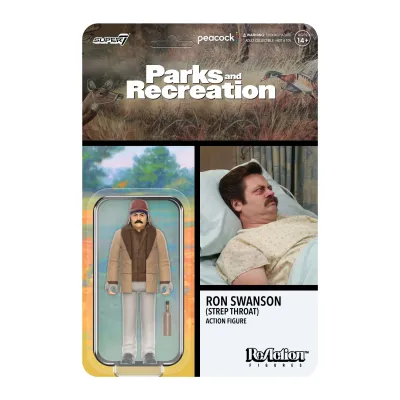 SUPER 7 PARKS AND RECREATION REACTION FIGURE - RON SWANSON (STREP THROAT)