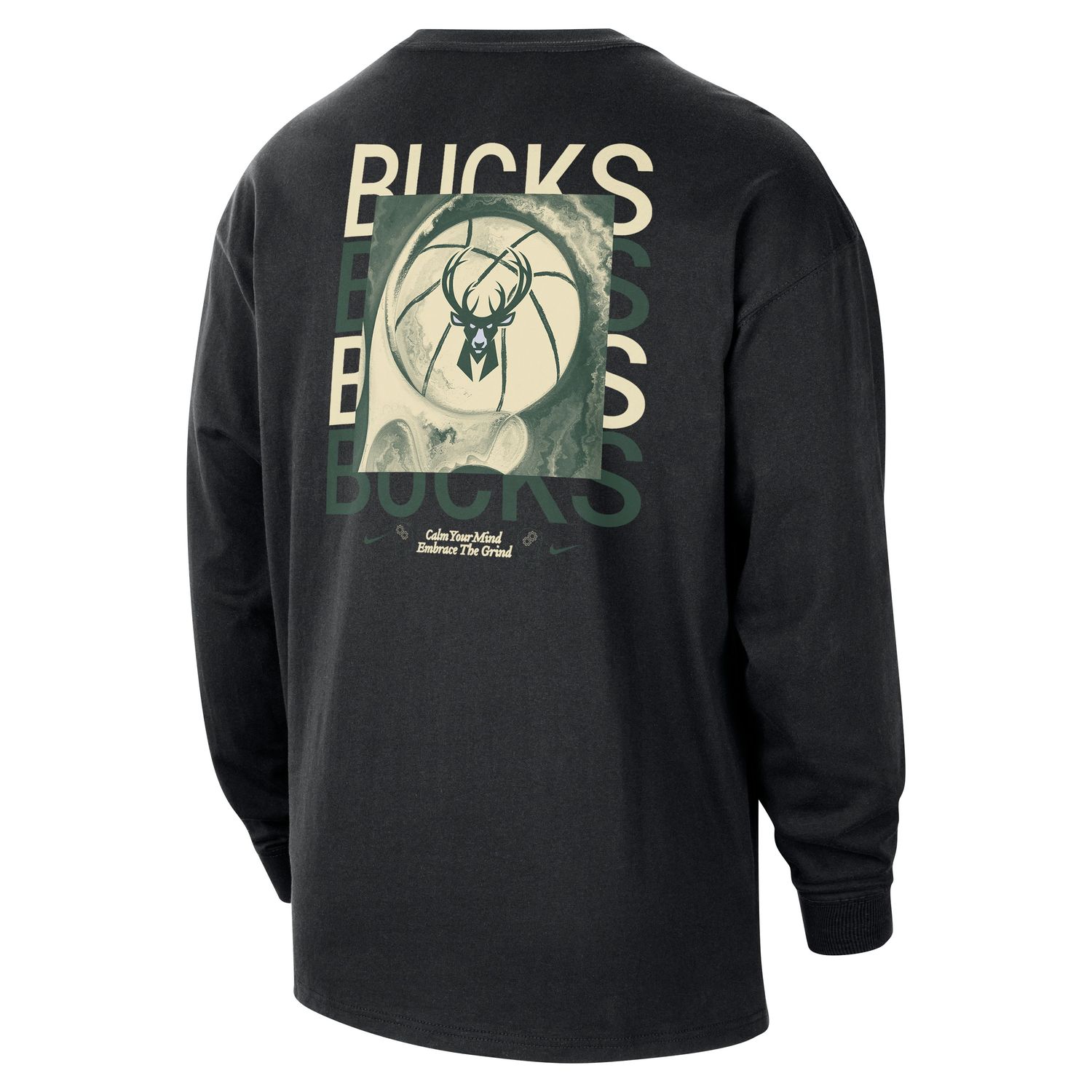 NIKE MILWAUKEE BUCKS COURTSIDE GRIND LONG SLEEVE TEE