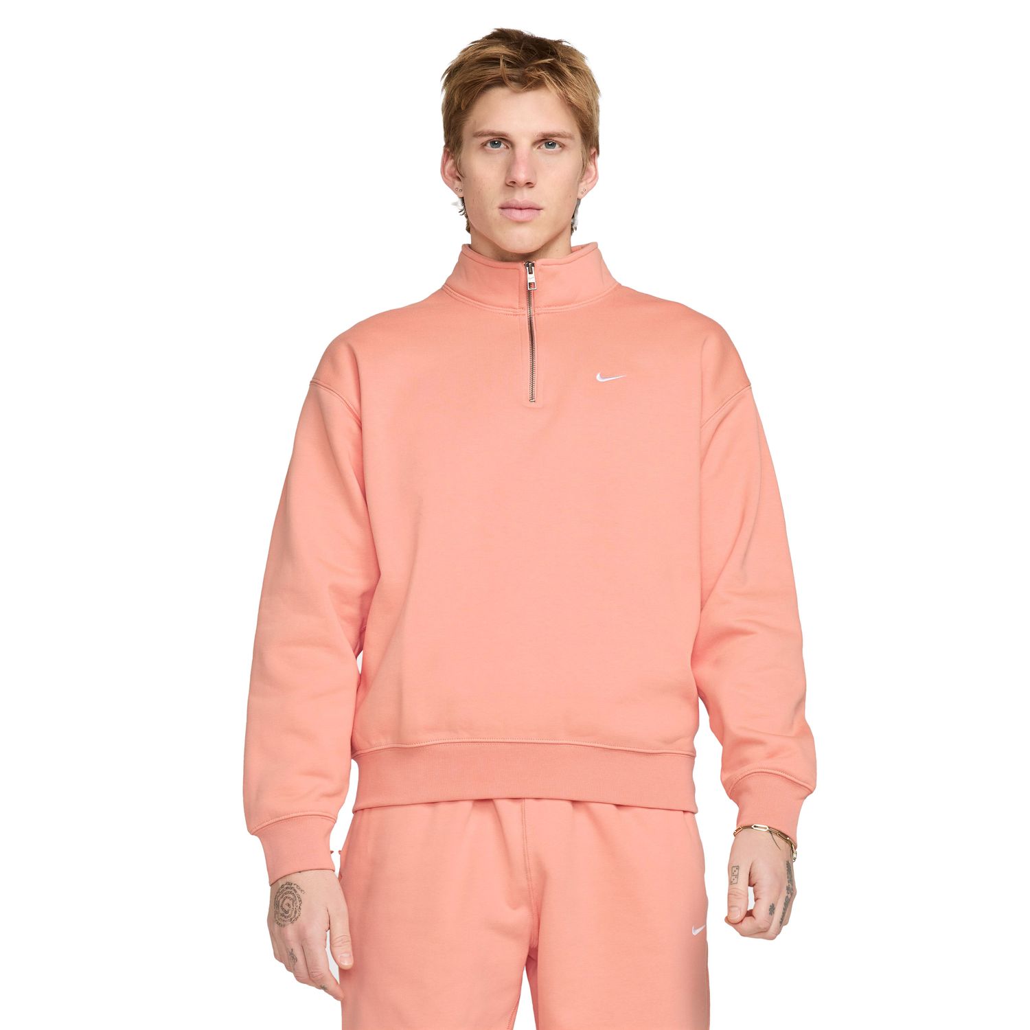 NIKE SOLO SWOOSH 1/2-ZIP PULLOVER CREW   