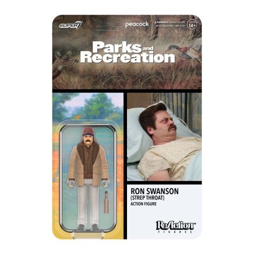 SUPER 7 PARKS AND RECREATION REACTION FIGURE - RON SWANSON (STREP THROAT), Color: NA, Size: OS