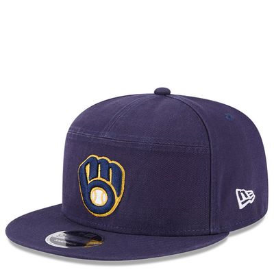 NEW ERA MILWAUKEE BREWERS COTTON CANVAS SPLIT PANEL 9FIFTY SNAPBACK HAT