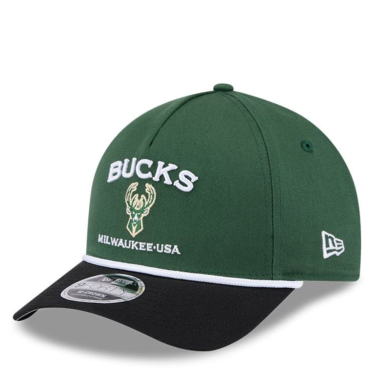 NEW ERA MILWAUKEE BUCKS 2-TONE ROPE M-CROWN 9FORTY SNAPBACK HAT