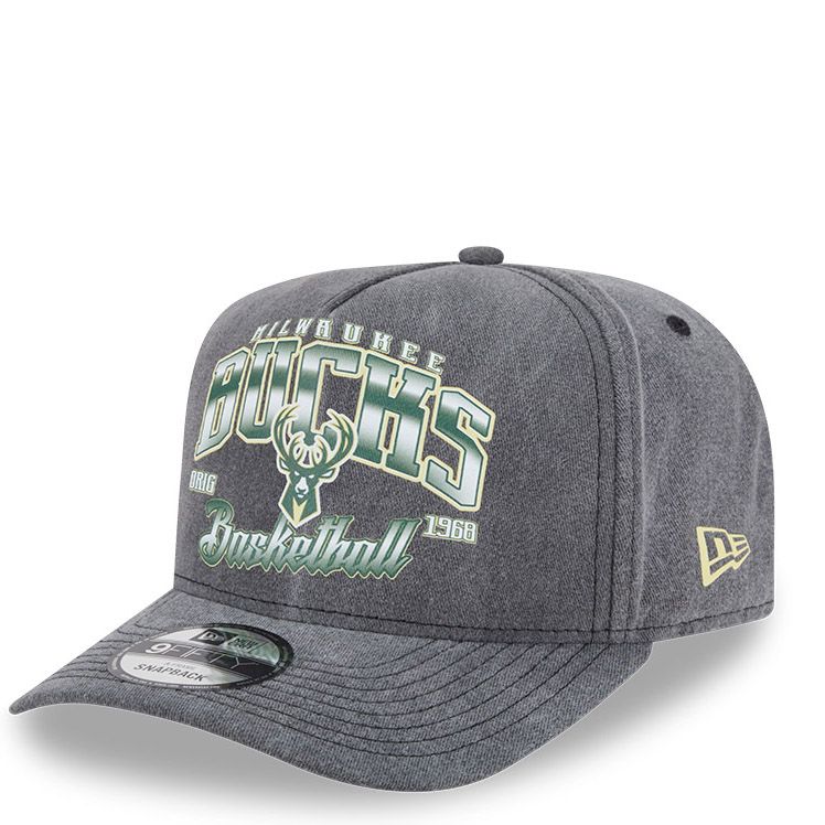 NEW ERA MILWAUKEE BUCKS WASHED A-FRAME 9FIFTY SNAPBACK HAT