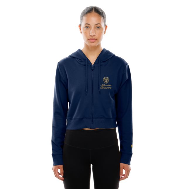 NEW ERA MILWAUKEE BREWERS WOMEN&#39;S SCRIPT HOODED ZIP-UP  