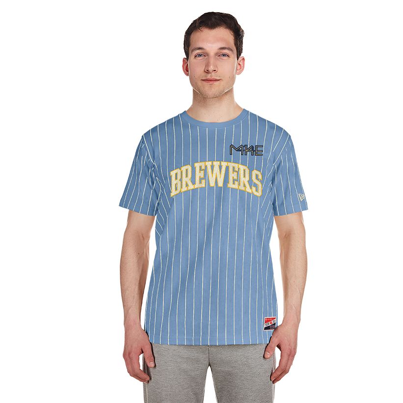NEW ERA MILWAUKEE BREWERS PINSTRIPE CITY CONNECT TEE  
