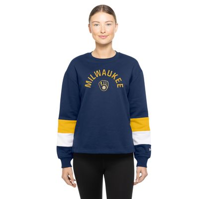 NEW ERA MILWAUKEE BREWERS WOMEN&#39;S VARSITY ARCH CREWNECK SWEATSHIRT 