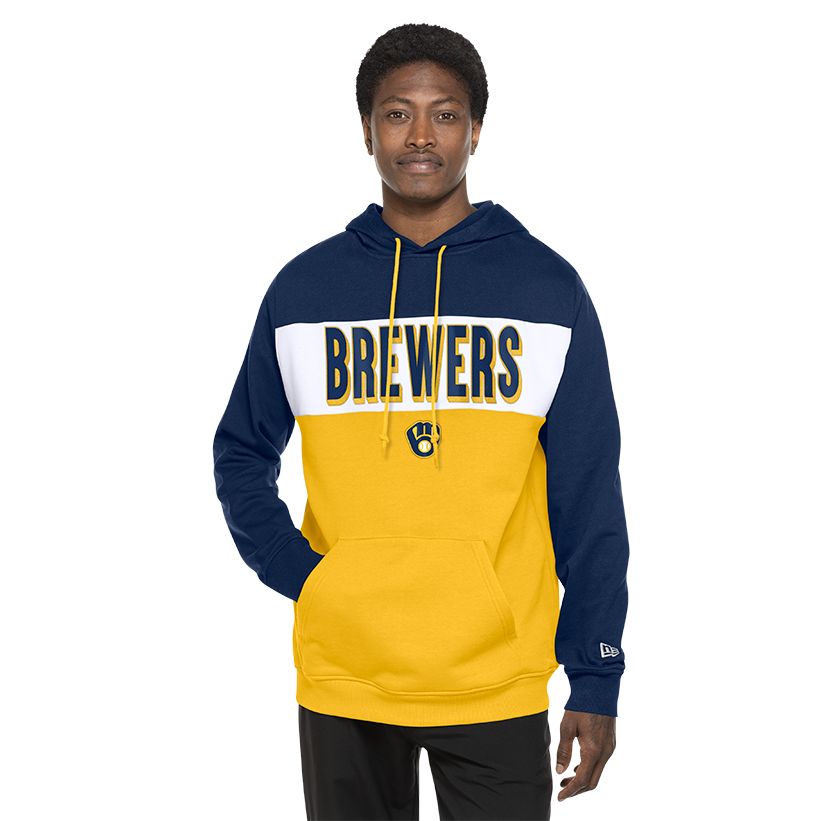 NEW ERA MILWAUKEE BREWERS WORDMARK COLORBLOCK HOODIE