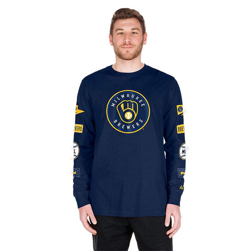 NEW ERA MILWAUKEE BREWERS LOGOS LONG SLEEVE TEE  