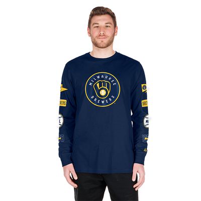 NEW ERA MILWAUKEE BREWERS LOGOS LONG SLEEVE TEE
