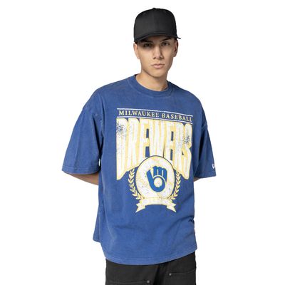 NEW ERA MILWAUKEE BREWERS BOXY CREST TEE 