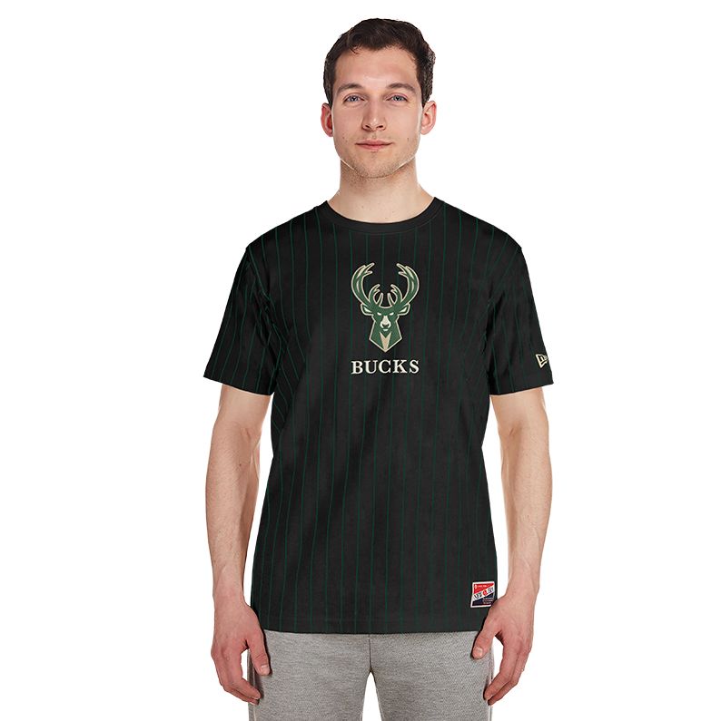 NEW ERA MILWAUKEE BUCKS PINSTRIPE TEE
