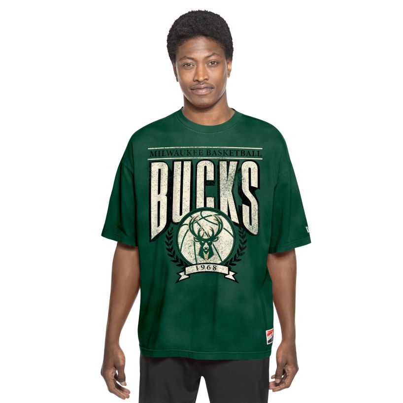 NEW ERA MILWAUKEE BUCKS THROWBACK TEE 