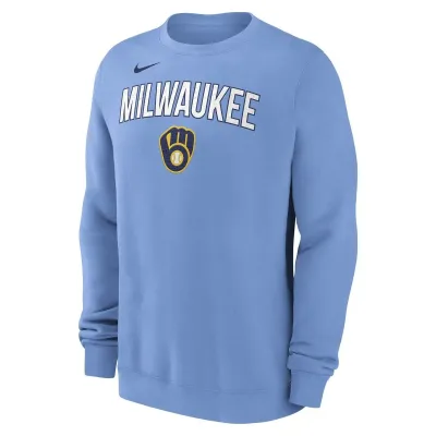 NIKE MILWAUKEE BREWERS EMBROIDERED CREWNECK SWEATSHIRT    
