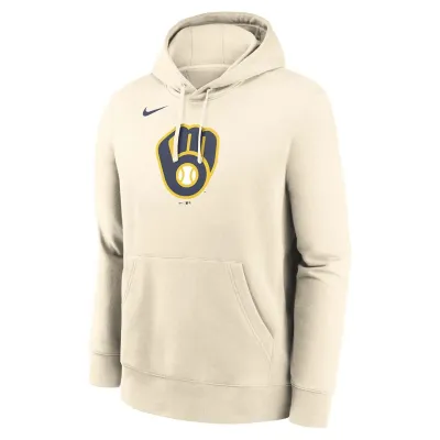 NIKE MILWAUKEE BREWERS LOGO CLUB PULLOVER HOODIE 