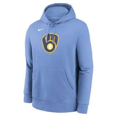 NIKE MILWAUKEE BREWERS LOGO CLUB PULLOVER HOODIE 