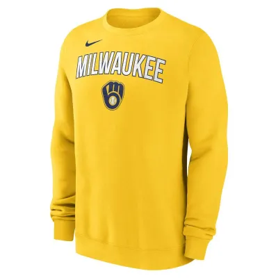 NIKE MILWAUKEE BREWERS EMBROIDERED CREWNECK SWEATSHIRT