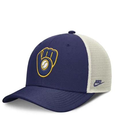 NIKE MILWAUKEE BREWERS RISE TRUCKER SNAPBACK HAT