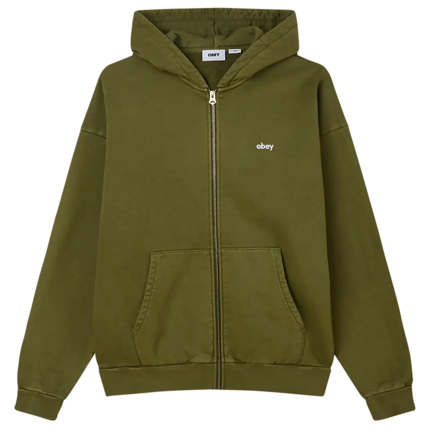 OBEY LOWER CASE PIGMENT FULL-ZIP HOODIE  