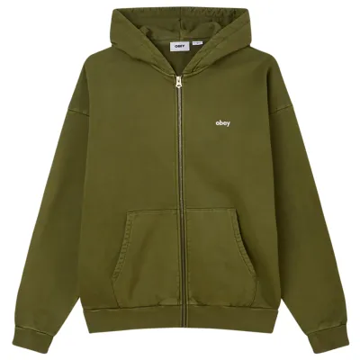OBEY LOWER CASE PIGMENT FULL-ZIP HOODIE  