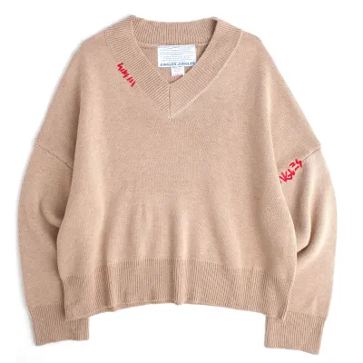 JUNGLES LOGO BOXY V-NECK SWEATER