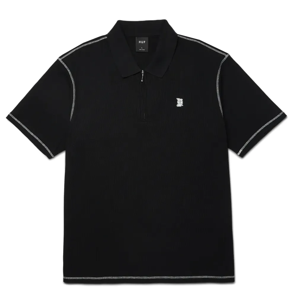 HUF WAFFLE KNIT CONTRAST POLO SHIRT  