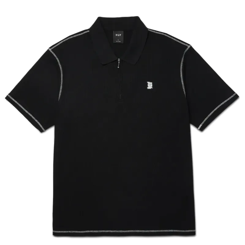 HUF WAFFLE KNIT CONTRAST POLO SHIRT   