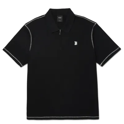 HUF WAFFLE KNIT CONTRAST POLO SHIRT   