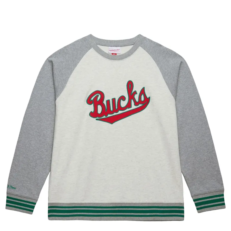 MITCHELL &amp; NESS MILWAUKEE BUCKS HERITAGE COLLECTION CREWNECK SWEATSHIRT