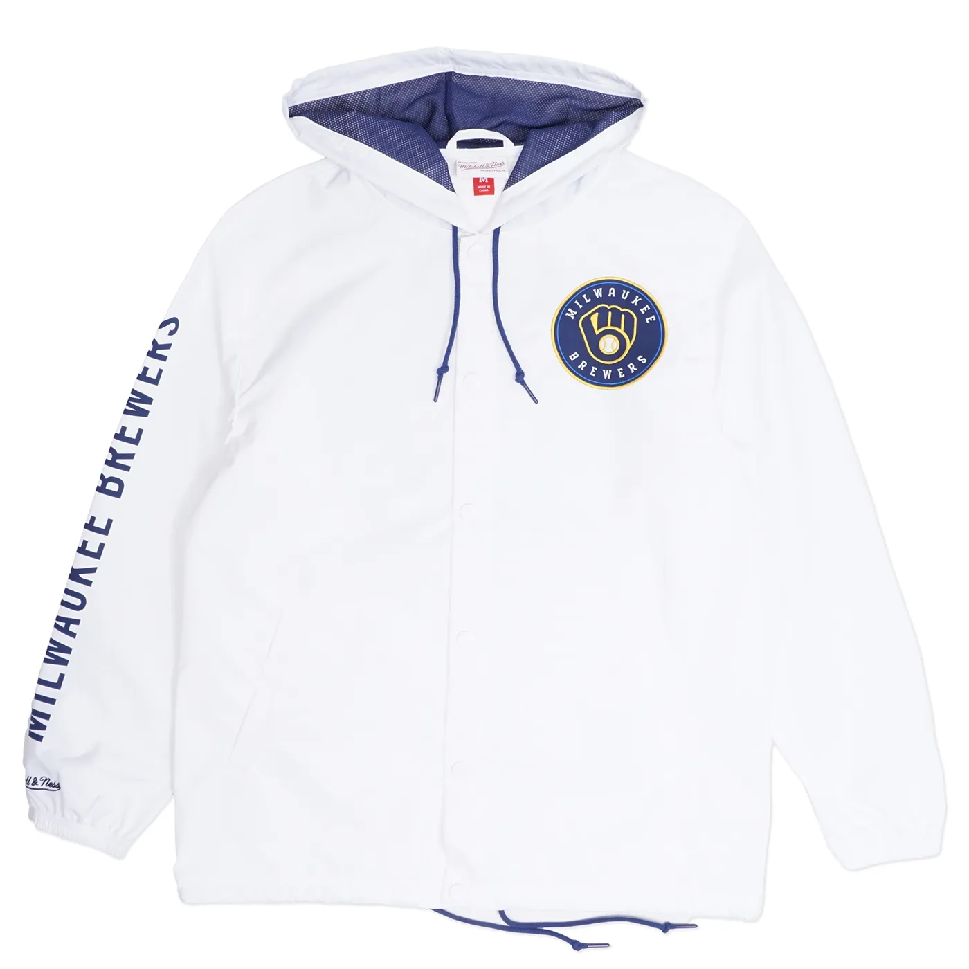 MITCHELL &amp; NESS MILWAUKEE BREWERS HOODED COACHES JACKET    