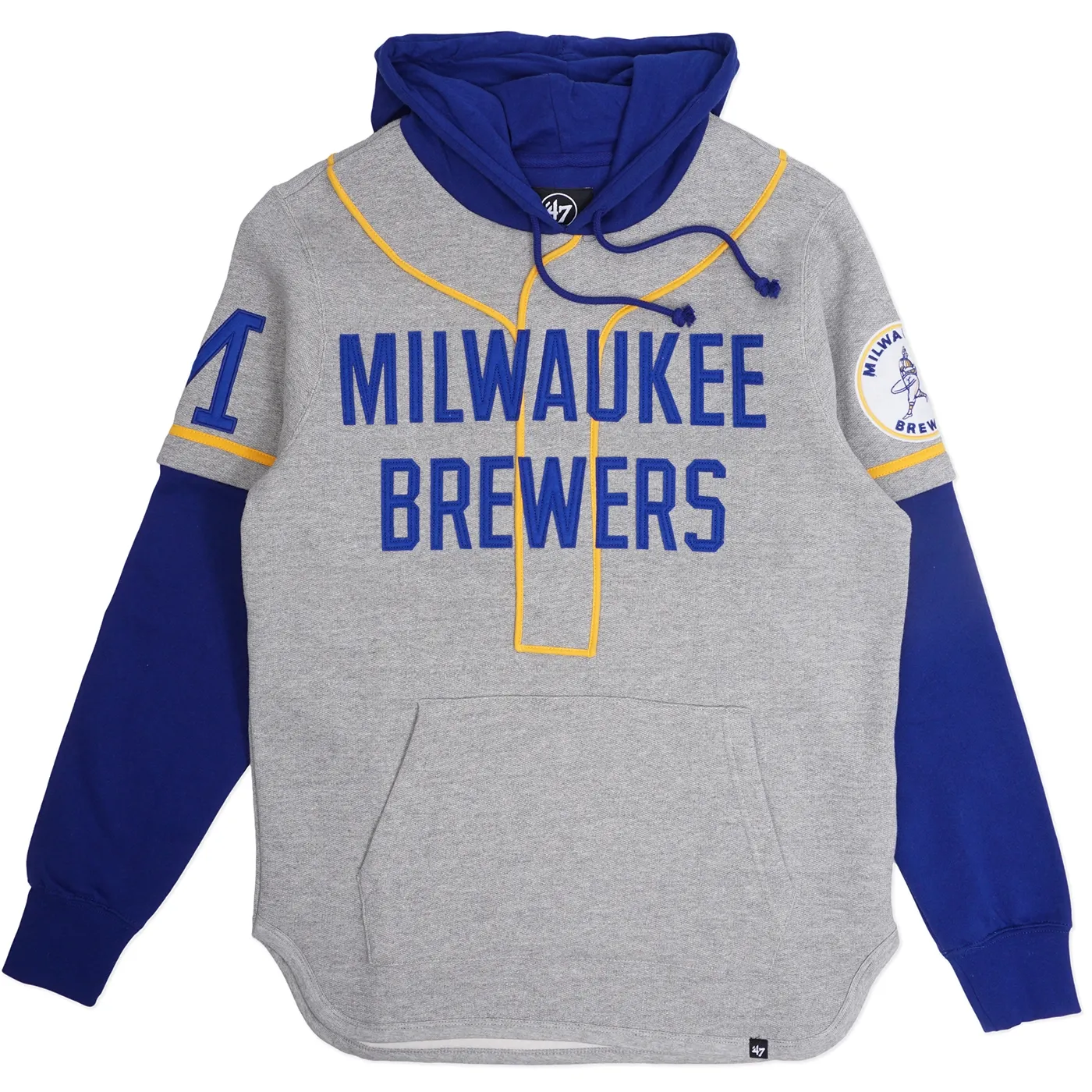 &#39;47 BRAND MILWAUKEE BREWERS GAME FELT FIFTIES SHORTSTOP HOODIE