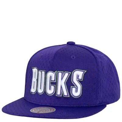 MITCHELL &amp; NESS MILWAUKEE BUCKS MESHED UP SNAPBACK HAT