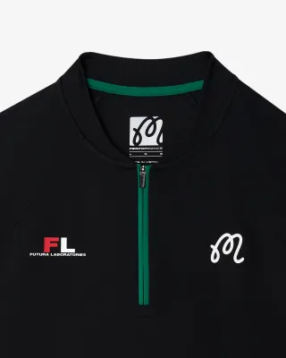 Malbon Golf Futura Zip Raglan Blade Polo Shirt - Black
