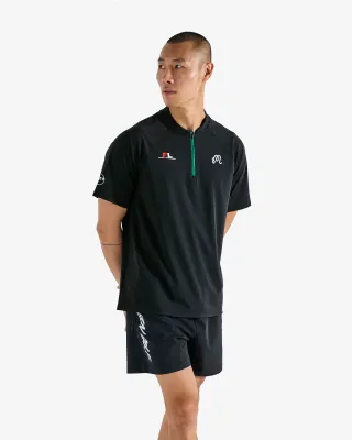 Malbon Golf Futura Zip Raglan Blade Polo Shirt - Black
