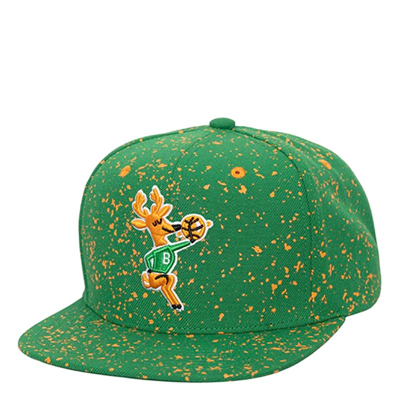 MITCHELL &amp; NESS MILWAUKEE BUCKS SPLATTERS SNAPBACK HAT