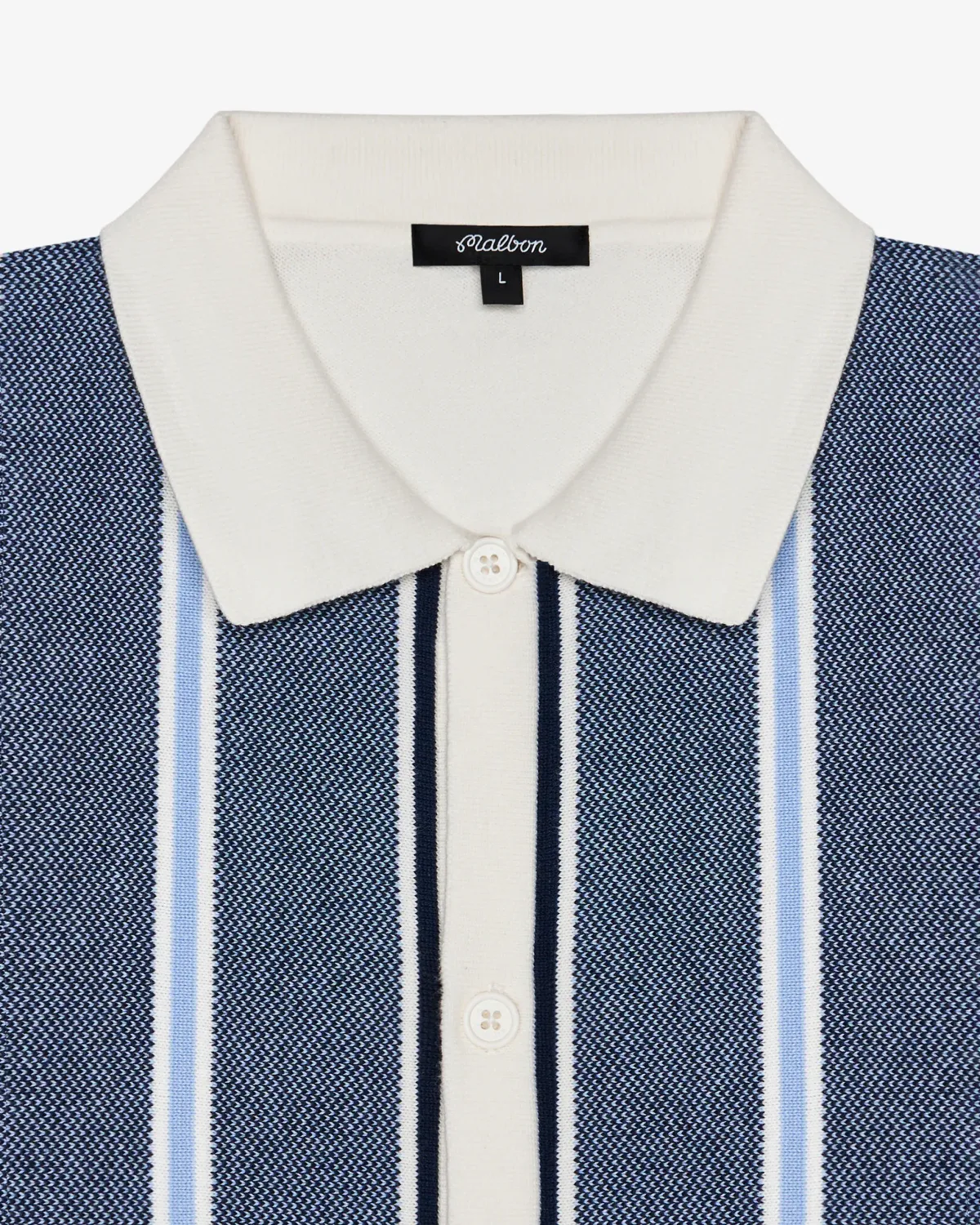 Malbon Golf Jude Knit Polo Shirt – Ivory Cotton Striped Polo Malbon Golf Jude Knit Polo Shirt – Ivory Cotton Striped Polo