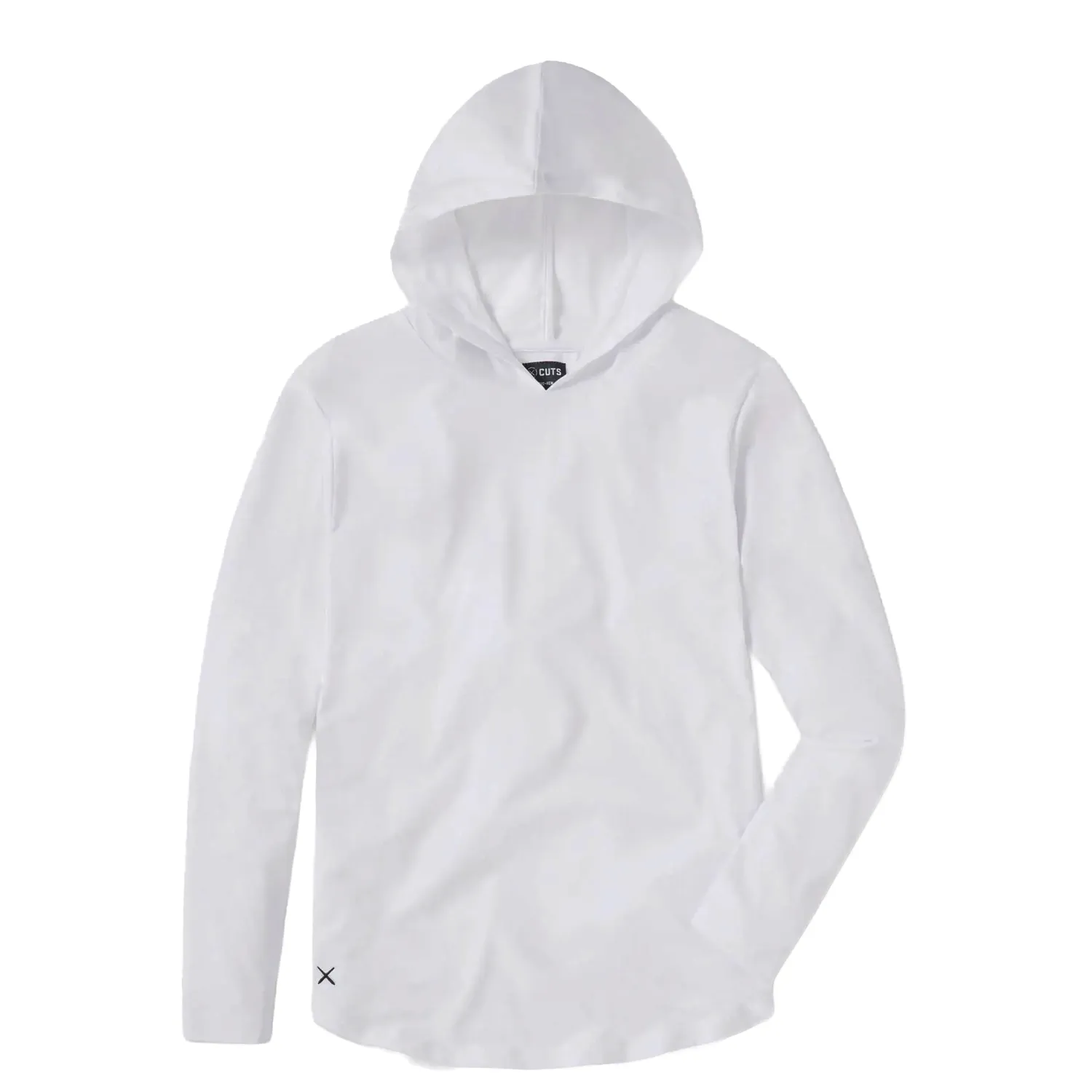 CUTS AO LONG SLEEVE HOODED CURVE HEM TEE