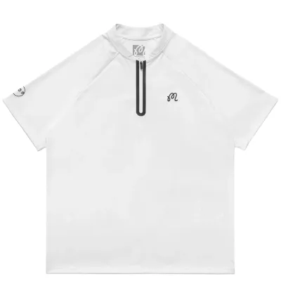 MALBON GOLF PERFORMANCE ZIP BLADE COLLAR POLO SHIRT 