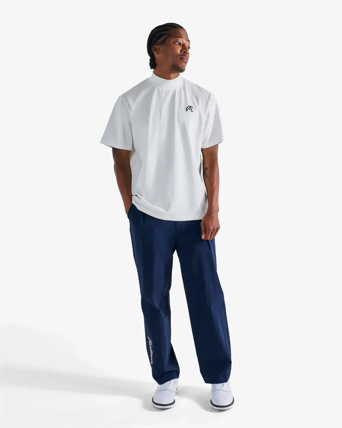 Malbon Golf Mare Mockneck Tee White – Cotton Mock Neck T-Shirt