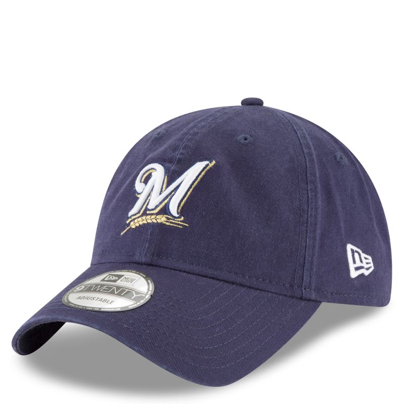 NEW ERA MILWAUKEE BREWERS CORE CLASSIC BARLEY LOGO 9TWENTY ADJUSTABLE HAT