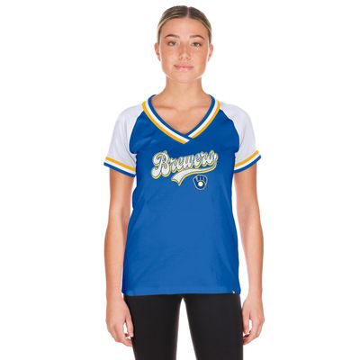 NEW ERA MILWAUKEE BREWERS WOMEN&#39;S GLITTER V-NECK TEE