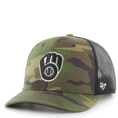 &#39;47 BRAND MILWAUKEE BREWERS CAMO TRUCKER HAT