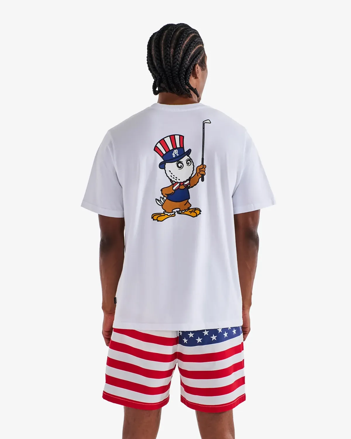 Malbon Golf Eagle Buckets Pocket Tee - White Cotton T-Shirt